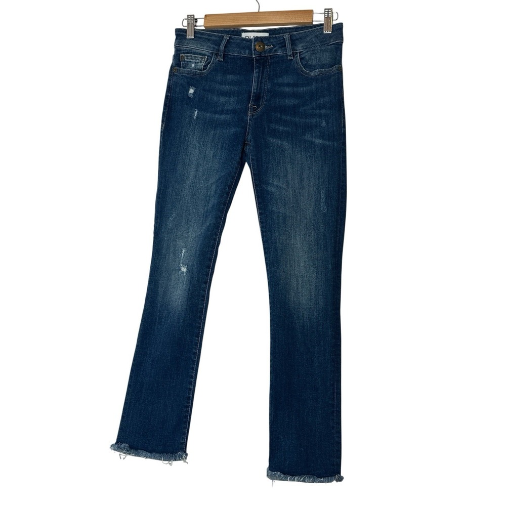 DL 1961 Mara Jeans Women's‎ Size 26 Blue Straight Mid Rise Raw Hem Stretch